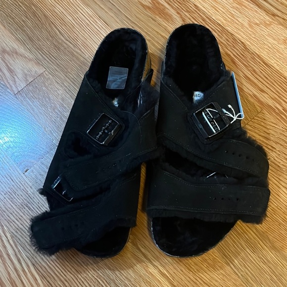 NWT Birkenstock Arizona Shearling Suede Leather Mountain View Black 10 main image 4